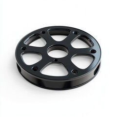 Obraz premium Black circular metal mounting plate with spokes.