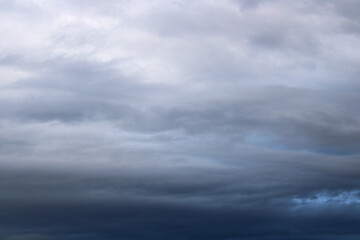 Sky covered with gray clouds on a rainy day