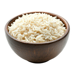 Deliciously cooked jasmine rice in a simple ceramic bowl against a clean transparent background showcasing its fluffy texture, Cooked Jasmin Rice in ceramic bowl on transparent background