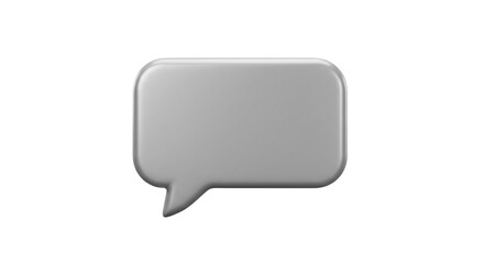 Naklejka premium A single gray speech bubble with a rounded rectangular shape on a plain white background in a studio shot