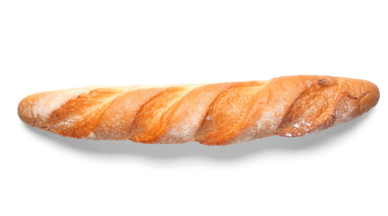 Fresh baguette on white background