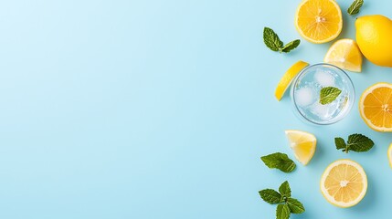 Refreshing Glass of Lemon Sparkling Water with Mint