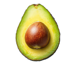 Half avocado on a transparent background perfect for culinary presentations or healthy recipe ideas, Half avocado isolated on transparent background