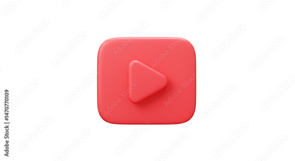 Aufkleber a minimalist rendering of a red play button icon on a white background in a simple style