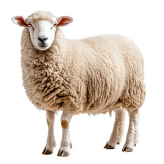 Obraz premium Isolated sheep portrait, showcasing fluffy wool texture and serene expression