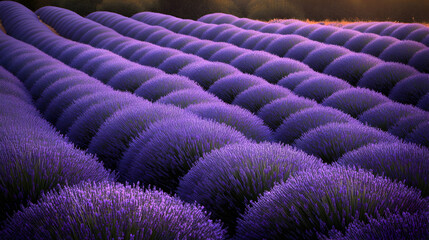 Obraz premium Closeup rows of purple lavender plants macro