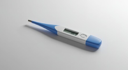 Sleek modern digital thermometer with blue-tipped probe and white body showing 37.7 degrees Celsius