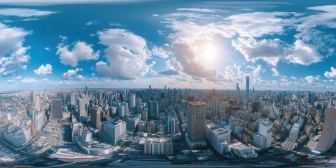 Panoramic Cityscape on a Sunny Day