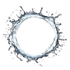 Water splash creating a circular shape with dynamic droplets against a clean background, Water splash forming a circle isolated Stock Illustration