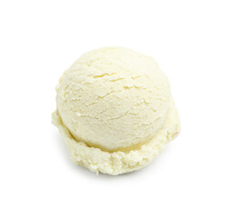 One scoop of delicious ice cream on white background