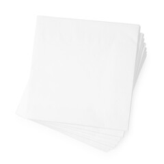 Stack of paper handkerchiefs isolated on white, top view