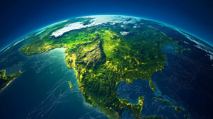 Fototapeta premium Earth image detailed view of continents and oceans