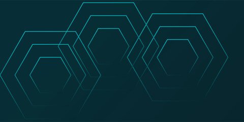 Fototapeta premium Dark blue abstract background with glowing curve. Shiny blue gradient geometric element. Dynamic hexagonal lines graphic. Modern futuristic technology concept.