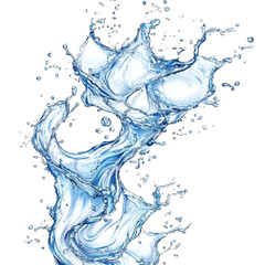 Obraz premium Dynamic twisted water splash created with high precision against a transparent background, showcasing fluid movement, Twisted water splash isolated Stock Illustration