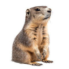 This playful marmot stands upright on its hind legs, revealing its inquisitive nature, Marmot on transparent background