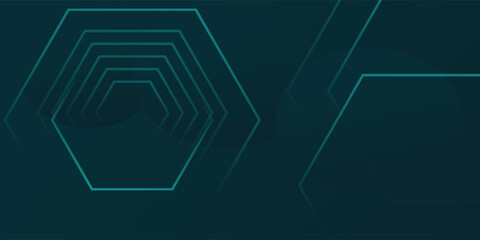 Dark blue abstract background. Shiny blue geometric element. Dynamic hexagonal lines graphic. Modern futuristic technology concept.