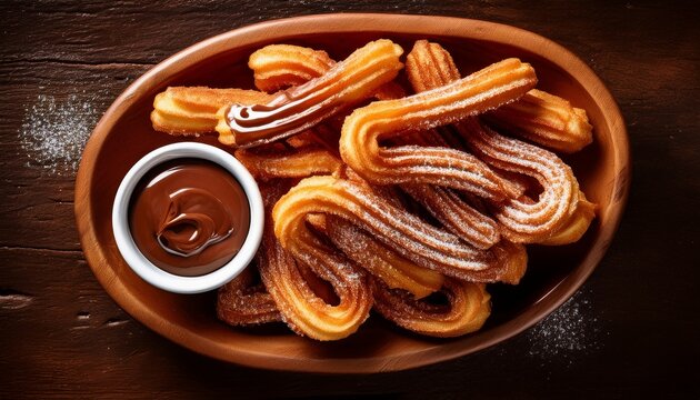 Mini-Churros mit Zimt und Schokoladensauce