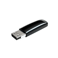 Black and silver USB stick resting on a clean transparent background for data storage, Black and silver USB stick on transparent backgroundfile