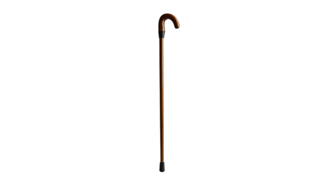 Wooden Walking Stick on Transparent Background