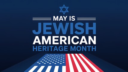 Naklejka premium Jewish American Heritage Month Recognition With Star Of David And United States Flag On A Dark Blue Background