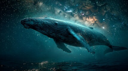 Fototapeta premium Whale in cosmic ocean