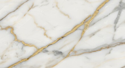 Luxurious Surface Presentation: Detailed White Marble Texture with Golden Veins for High-End Design Applications and Visual Appeal