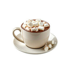 Hot chocolate with marshmallows cup drink beverage sweet treat winter cozy time on transparent background