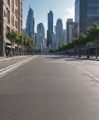 Obraz premium Modern city skyline backdrop, sidewalk poster mockup, street, outdoor, signage