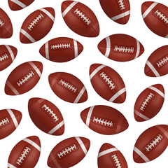 Dynamic american footballs floating against a stark black backdrop design