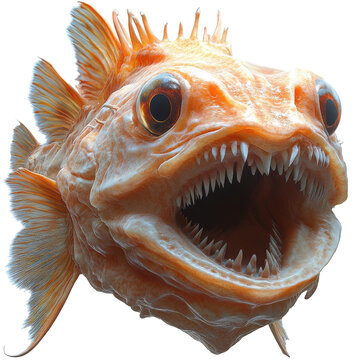 Menacing Aquatic Predator: A Striking Portrait of a Spiked Fish with Sharp Teeth