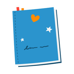 Flat Illustration of a Blue Diary with Bookmarks
