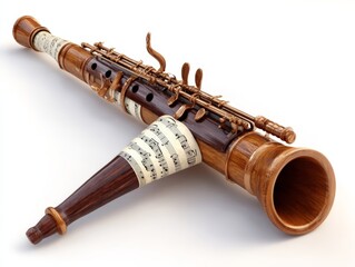 Naklejka premium Wooden Kazoo Toy on White Background