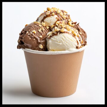 Chocolate and Vanilla Ice Cream Sundae