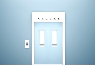 3Dレンダリングのエレベーターのドア