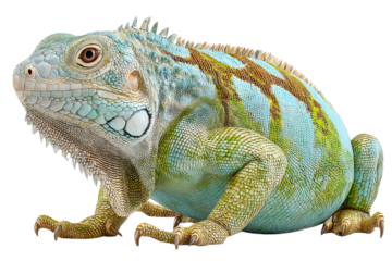 Green and Blue Iguana Lizard Close Up Studio Shot