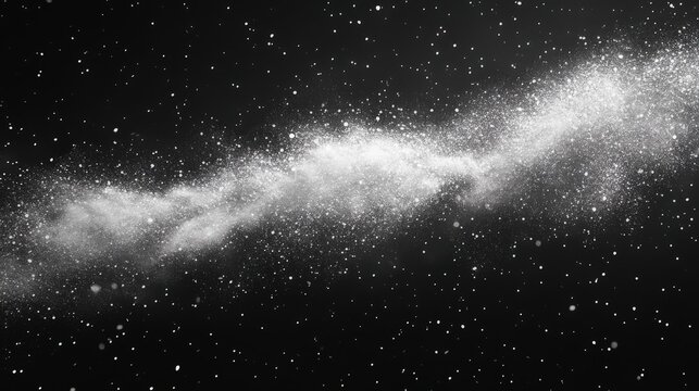Abstract galactic dust cloud with sparkling stars drifting across the inky void
