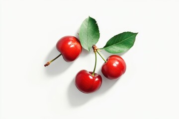 Fresh Cherries with Leaves