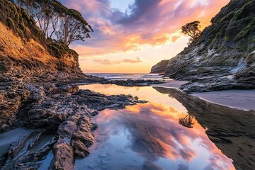 Coastal Sunrise Reflection