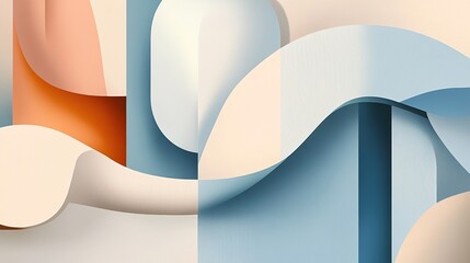Abstract, dynamic, layered design with soft color palettes
