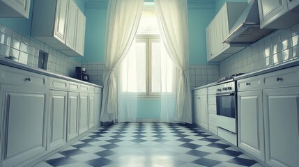 A bright and airy interior kitchen design.