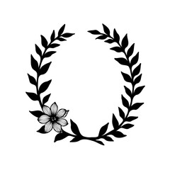 Botanical frame featuring graceful branches and a delicate blossom illustration