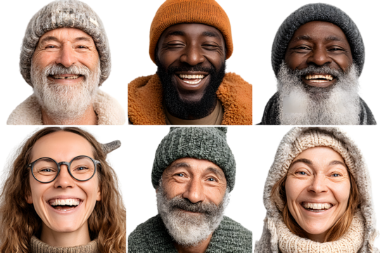Smiling Diverse People in Winter Hats Collage