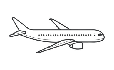 Fototapeta premium Airplane Outline with Transparent Background, Simple Commercial Jet