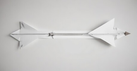 Two contrasting paper arrows, opposite directions, white background, abstract, opposite