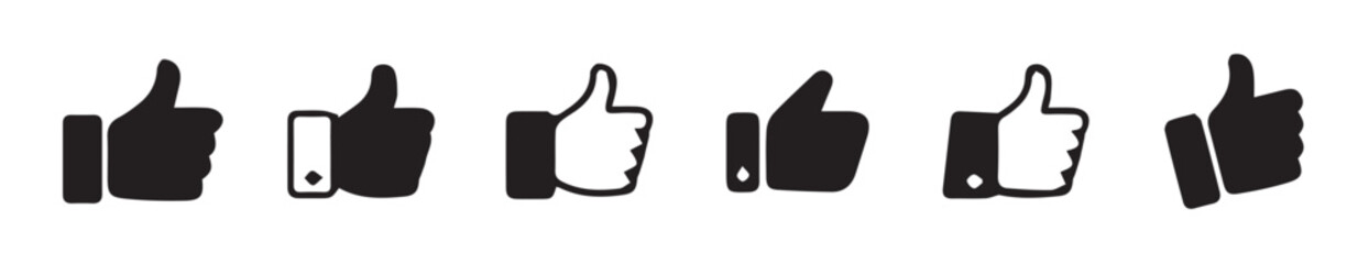 Thumb up icon set, like sign, like symbol, line icon.Finger up symbol. I like sign isolated on white background.  vector illustration eps 10.