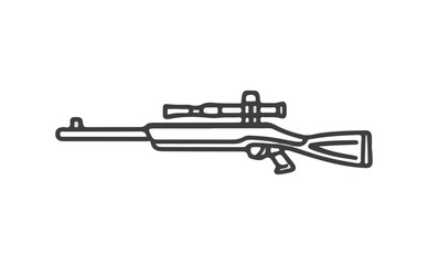 Sniper Rifle Gun Outline with Scope Isolated on Transparent Background Design