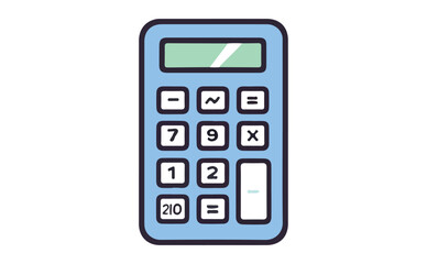 Stylized Light Blue Calculator with Green Screen and Rounded Keys