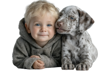 Toddler and Puppy Cute Child with Dog Adorable Pet Friends