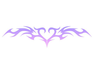 Neo tribal design featuring a heart shape in purple and white, suitable for tattoos, stickers, and apparel in a transparent PNG format