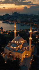 Obraz premium Historic religious structure at twilight